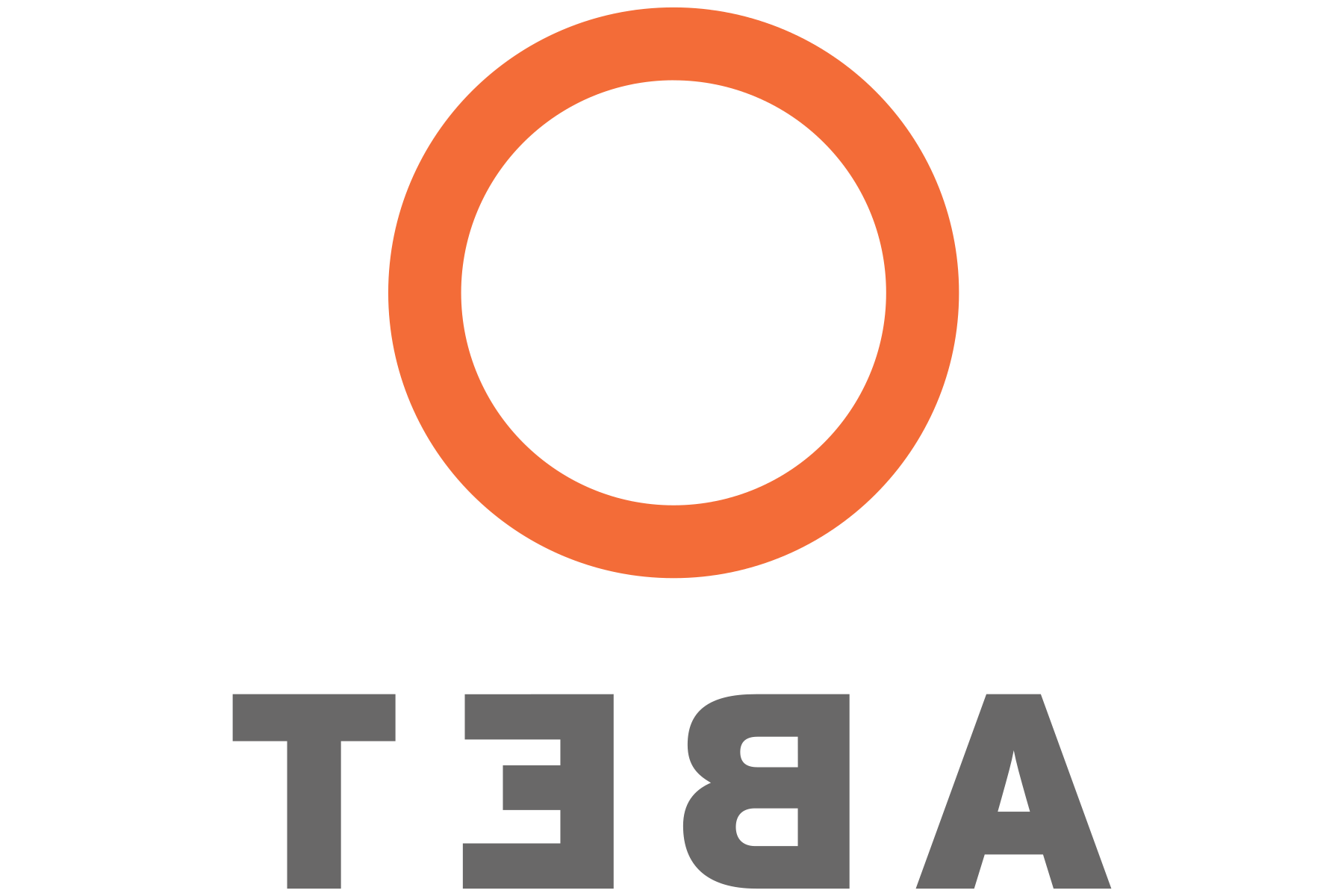 ABET标志与橙色圆圈和灰色文字下面.